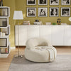 SoBuy FST100-MI Fauteuil Relax Scandinave avec Pouf et Dossier Inclinable – Velours Côtelé – 110×125×65 cm, Blanc Crème