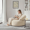 SoBuy FST100-MI Fauteuil Relax Scandinave avec Pouf et Dossier Inclinable – Velours Côtelé – 110×125×65 cm, Blanc Crème