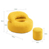 SoBuy FST100-Y Fauteuil Relax Scandinave en Velours Côtelé Jaune avec Pouf – Dossier Inclinable – 110×125×65 cm, Jaune