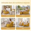 SoBuy FST100-Y Fauteuil Relax Scandinave en Velours Côtelé Jaune avec Pouf – Dossier Inclinable – 110×125×65 cm, Jaune