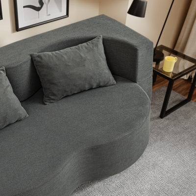 SoBuy FST101-DG Canapé-Lit Convertible 2 Places Gris Foncé – Design Organique en Velours Côtelé, 2 Coussins Inclus, Lit d'Appoint pour Petit Salon – 177×107×32 cm, Charge 227 kg