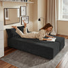 SoBuy FST101-SCH Canapé-Lit Convertible 2 Places Noir – Lit d'Appoint Dépliable pour Petits Espaces, Velours Côtelé Entièrement Déhoussable – 177×107×32 cm, Charge 227 kg