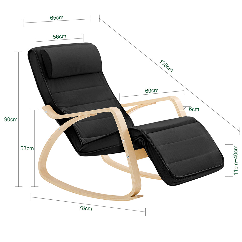 SoBuy FST16-SCH Rocking Chair, Fauteuil à bascule avec repose-pieds réglable design