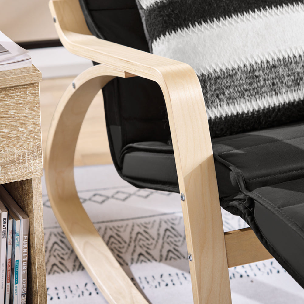 SoBuy FST16-SCH Rocking Chair, Fauteuil à bascule avec repose-pieds réglable design