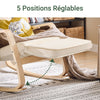 SoBuy FST16-W Fotoliu balansoar, Balansoar de relaxare, Scaun balansoar cu suport pentru picioare și tetieră reglabile, Bej