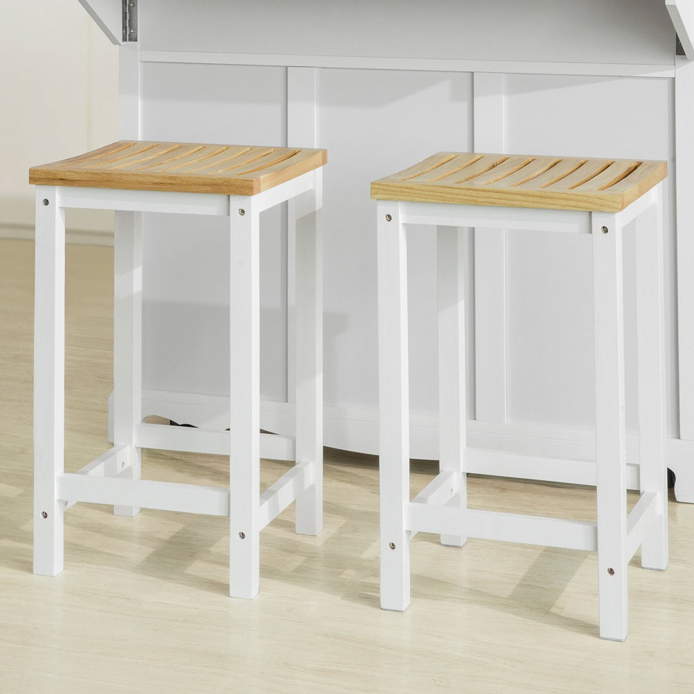 SoBuy FST29-WNx2 Set de 2 Scaune de Bucătărie din Lemn cu Suport pentru Picioare