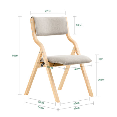 SoBuy FST40-HGx2 Scaune Pliabile Tapitate Set de 2, Scaun de Reuniune din Lemn cu Șezut Căptușit, Scaun de Birou Pliabil Portabil pentru Bucătărie, Birou, Living, Economie de Spațiu Gri Deschis