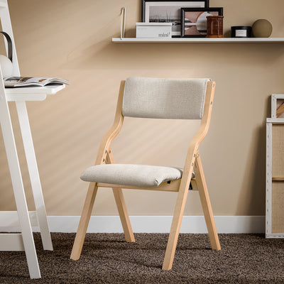 SoBuy FST40-HGx2 Scaune Pliabile Tapitate Set de 2, Scaun de Reuniune din Lemn cu Șezut Căptușit, Scaun de Birou Pliabil Portabil pentru Bucătărie, Birou, Living, Economie de Spațiu Gri Deschis