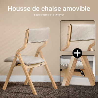 SoBuy FST40-HG Scaune Pliante Tapițate Confortabile, Scaun de Reuniune din Lemn cu Șezut căptușit, Scaun Pliabil Portabil pentru Bucătărie, Birou, Living, Ușor, Economie de Spațiu, Gri deschis