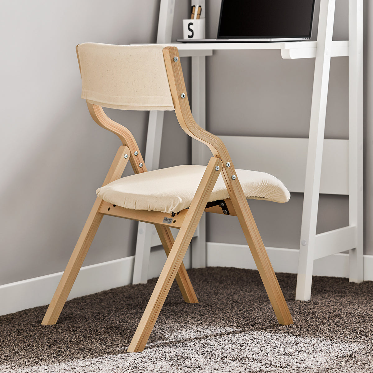SoBuy FST40-Wx2 Lot de 2 Chaises Pliantes Rembourrées en Bois – Blanc