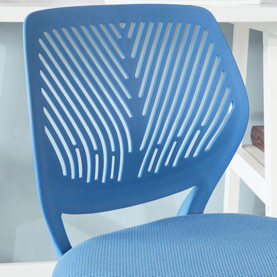 SoBuy FST64-BL Scaun de birou ergonomic, Fotoliu pivotant, Scaun de calculator cu înălțime reglabilă, Albastru