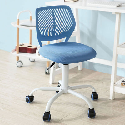 SoBuy FST64-BL Scaun de birou ergonomic, Fotoliu pivotant, Scaun de calculator cu înălțime reglabilă, Albastru