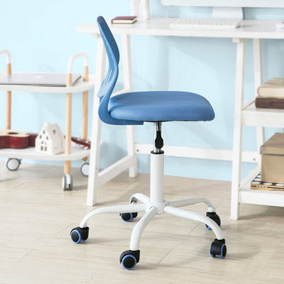 SoBuy FST64-BL Scaun de birou ergonomic, Fotoliu pivotant, Scaun de calculator cu înălțime reglabilă, Albastru
