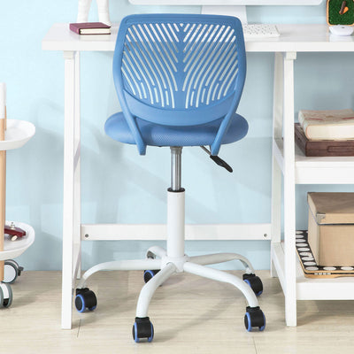 SoBuy FST64-BL Scaun de birou ergonomic, Fotoliu pivotant, Scaun de calculator cu înălțime reglabilă, Albastru