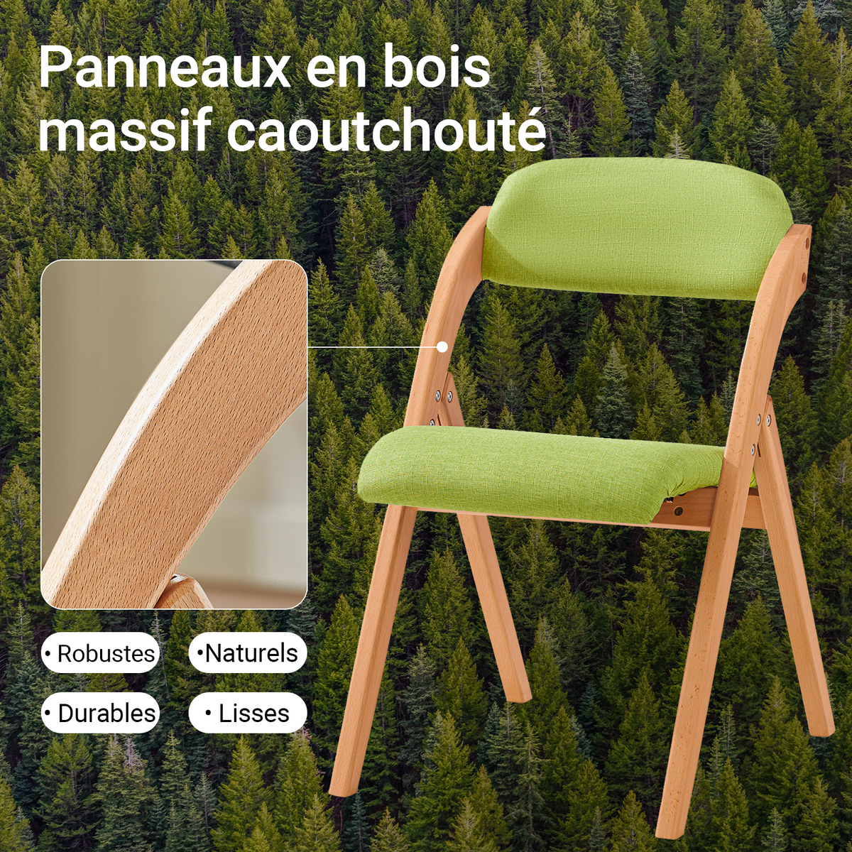 SoBuy FST92-GR Scaun pliant din lemn tapițat ergonomic - Scaun compact de bucătărie și birou pentru sufragerie sau living, pentru spații mici, Verde