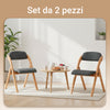 SoBuy FST92-SGx2, Scaun pliabil din lemn Set de 2 fotolii de bucatarie capitonate, scaune de interior pentru birou, balcon, gradina - Scaune pliabile care economisesc spatiu din fag, gri inchis