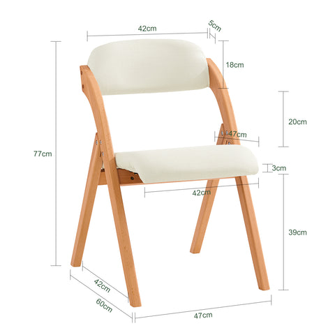 SoBuy Scaun pliabil, scaun de bucătărie cu scaun captusit și spătar, scaun pentru birou, FST92-W