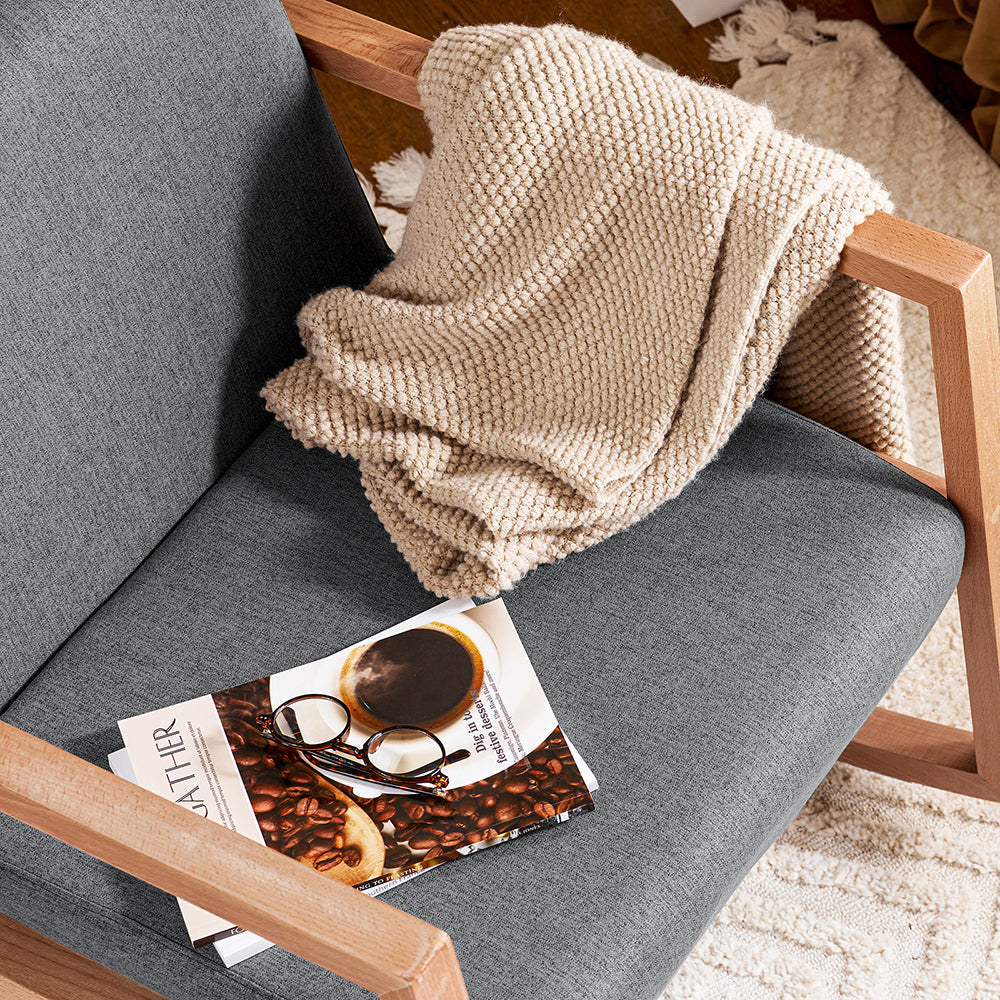 SoBuy FST93-HG Balansoar din Lemn de Fag, Fotoliu pentru Alăptat, Scaun Balansoar cu Cotiere, Rocking Chair