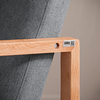 SoBuy FST93-HG Balansoar din Lemn de Fag, Fotoliu pentru Alăptat, Scaun Balansoar cu Cotiere, Rocking Chair