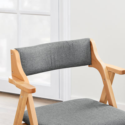 SoBuy FST98-HG Scaun Pliant din Lemn pentru Sufragerie cu Pernă – Scaune de Bucătărie și Scaun Confortabil Pliabil pentru Living, Scaune din Lemn pentru Birou sau Grădină, Economie de Spațiu, Gri