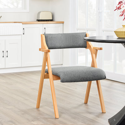 SoBuy FST98-HG Scaun Pliant din Lemn pentru Sufragerie cu Pernă – Scaune de Bucătărie și Scaun Confortabil Pliabil pentru Living, Scaune din Lemn pentru Birou sau Grădină, Economie de Spațiu, Gri