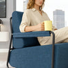 SoBuy FST99-B Fauteuil de Salon en Velours avec Repose-Pieds – Design Industriel Confortable – 59,5×67×78 cm, Bleu Nuit