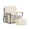 SoBuy FST99-MI Fauteuil Velours Confortable Design Industriel – Structure Métallique – 59×74×78 cm, Blanc Crème