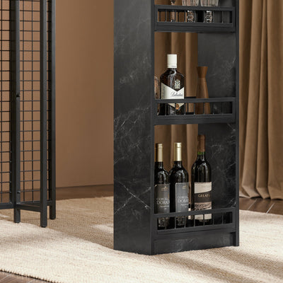 SoBuy FWT100-SCH Masă de bar design, masă de bistro cu 3 rafturi, masă înaltă de bucătărie cu efect de marmură