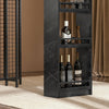 SoBuy FWT100-SCH Masă de bar design, masă de bistro cu 3 rafturi, masă înaltă de bucătărie cu efect de marmură