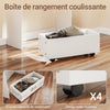 SoBuy FWT105-W Birou Pliabil, Birou Multifuncțional cu Rafturi de Depozitare și 1 Cutie de Depozitare cu Roți