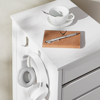 SoBuy FWT108-W Dulăpior de birou, Organizator de birou, Măsuță laterală, Noptieră, Dulap de depozitare cu 2 sertare și 1 ușă