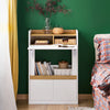 Prévente SoBuy FWT109-WN Bureau pliant gain de place 63 cm avec 2 tiroirs et étagères – Blanc et bois