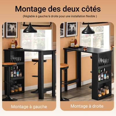 SoBuy FWT17-II-SCH Table de Bar Haute de Cuisine Table Mange Debout pour Petits Espaces, Bar pour Cuisine, Salon, Bureau ou Bar à Café Noire 112 x 57 x 106 cm