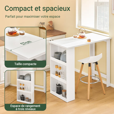 SoBuy FWT17-II-W Masă de Bar Masă Înaltă de Bucătărie Masă de Bistrou pentru Spații Mici, Bar pentru Bucătărie, Living, Birou sau Cafenea Albă 112 x 57 x 106 cm