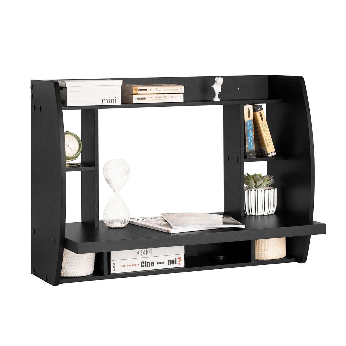 SoBuy FWT18-Sch Table Murale Bureau avec Étagère intégrée Armoire de Rangement Murale