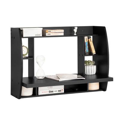SoBuy FWT18-Sch Table Murale Bureau avec Étagère intégrée Armoire de Rangement Murale