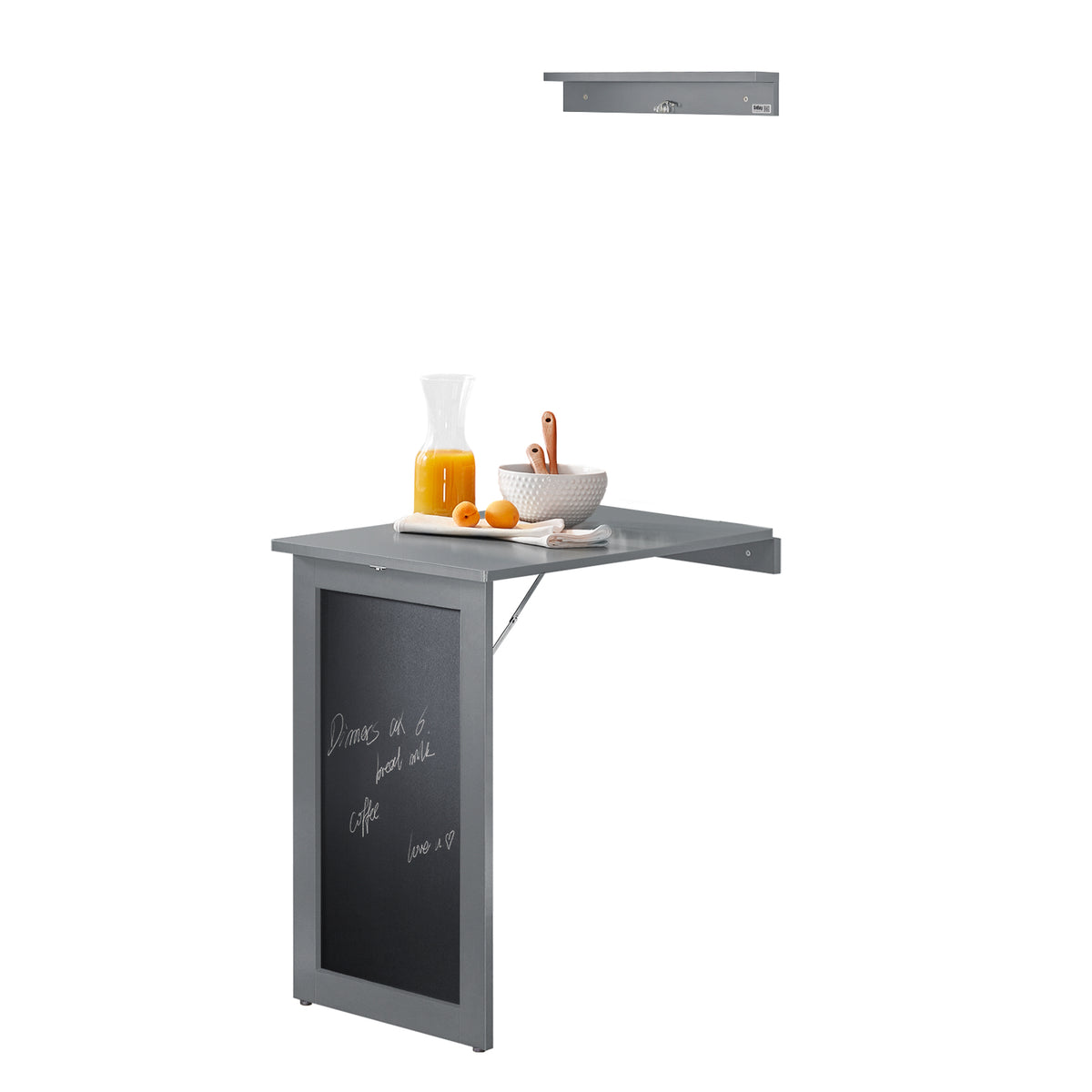 SoBuy FWT20-HG Table Murale Rabattable à Manger Pliable avec Tableau Mémo Extensible Gain de Place pour Cuisine, Bureau et Pe