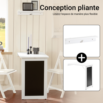 SoBuy FWT20-W Masă de perete rabatabilă, pliabilă cu tablă memo extensibilă, care economisește spațiu, pentru bucătărie, birou și spații mici, Alb 50cm x 75cm x 76cm
