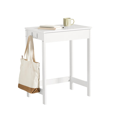 SoBuy FWT43-W Petit Bureau avec 1 Tiroir et 2 Crochets Bureau Gaming avec Etagères de Rangement Desk Multifonctionnel pour Ch