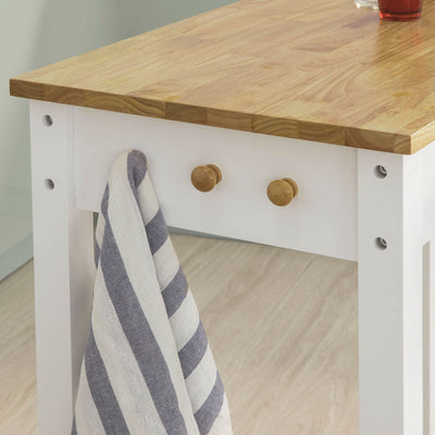 SoBuy FWT50-WN Set 1 Masă + 2 Scaune Set Masă de Bar Bistro + 2 scaune cu Suport pentru Picioare Masă înaltă de Bucătărie – Alb Natural
