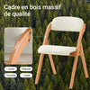 SoBuy FST92-W Scaun Pliant din Lemn Tapițat Ergonomic - Scaun de Bucătărie și de Birou Compact pentru Sufragerie sau Living, pentru Spații Mici, Alb