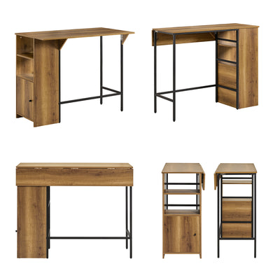 SoBuy FWT98-PF Masă Înaltă de Bucătărie cu Blat Extensibil – Masă Bar pentru Spații Mici, Masă Modernă pentru Sufragerie, Bar pentru Bucătărie, Living sau Cafenea 120 × 45/63 × 95cm