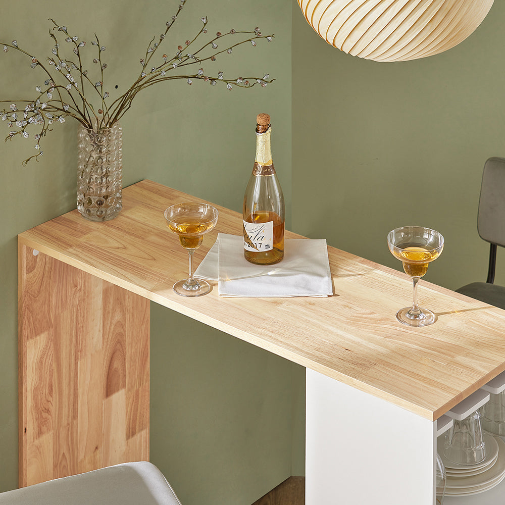 SoBuy FWT99-WN Masă de bar, Masă înaltă de bar, Masă de bucătărie, Masă de dining, Masă de bistro, Masă tip bar cu 1 ușă și suport pentru pahare