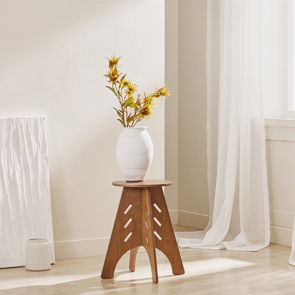 SoBuy HFBT01-K-BR Table d'appoint Ronde en Bois Table Basse Ronde Table de Nuit Table de Chevet Bouts de Canapé Marron en Tenons et Mortaises