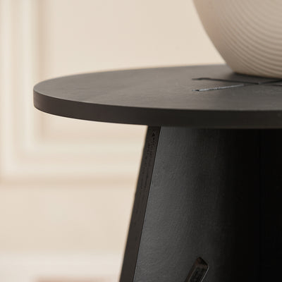 SoBuy HFBT01-K-SCH  Table d'appoint Ronde en Bois Table Basse Ronde Table de Nuit Table de Chevet Bouts de Canapé Marron en Tenons et Mortaises, Noir