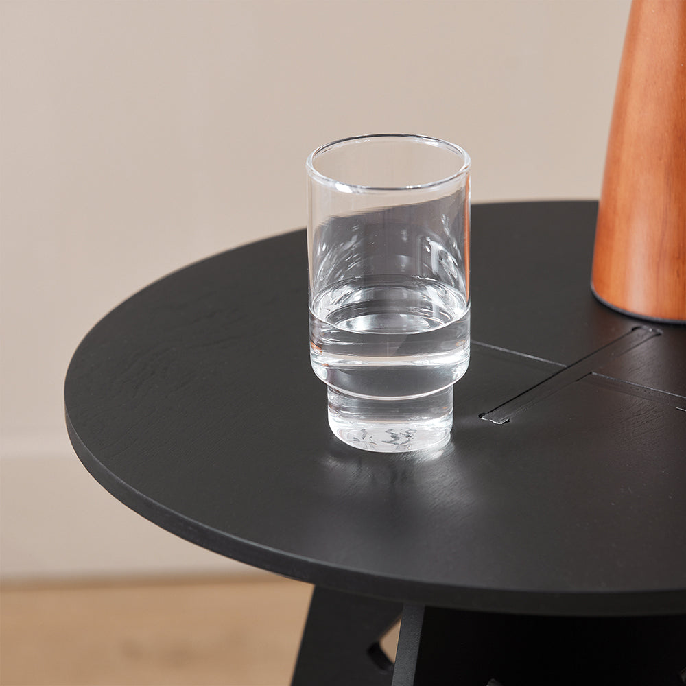 SoBuy HFBT01-SCH Table d'appoint Ronde en Bois Table Basse Ronde Table de Nuit Table de Chevet Bouts de Canapé en Tenons et Mortaises, Noir
