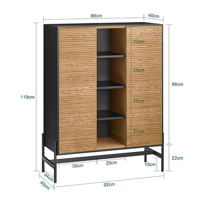 SoBuy HFSB04-SCH Comodă bufet Dulap de depozitare 92 x 40 x 119 cm, Negru natural