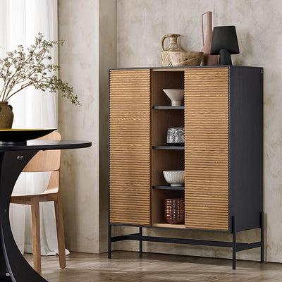 SoBuy HFSB04-SCH Comodă bufet Dulap de depozitare 92 x 40 x 119 cm, Negru natural