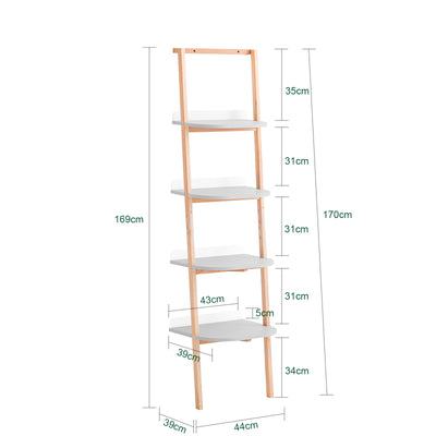 SoBuy HSTR02-K-HG Etajeră tip Scară, Bibliotecă cu 4 Niveluri, Raft de Depozitare, Dulap de Depozitare pe Picioare, Bibliotecă de Perete, pentru Birou, Sufragerie, Dormitor, Bucătărie, 44x39x169cm, Gri