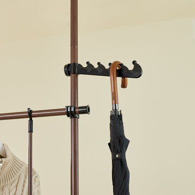 SoBuy KLS04-II-BR Suport telescopic pentru haine, robust - Dulap deschis reglabil cu bare și rafturi, Cuier pentru dormitor/dressing, Maro